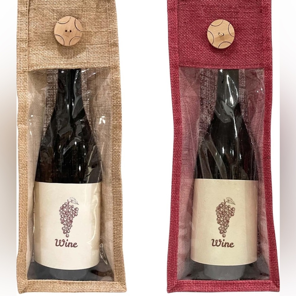 KHAKI Burlap Wine Bag - Picture 5 of 6